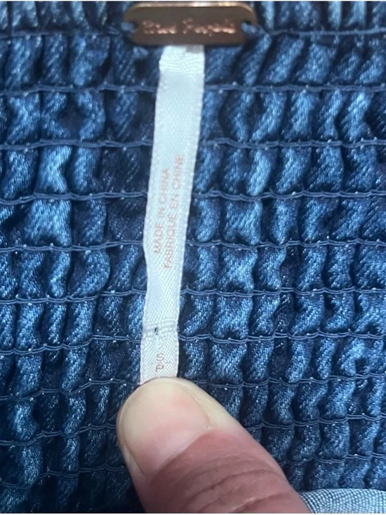 Free People Denim Skirt & Top Set Indigo Womens Size S Buttons Ruffles Festival - Picture 5 of 9